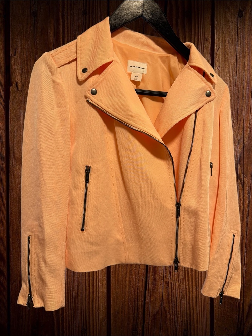 Club Monaco Peach Asymmetrical Moto Jacket